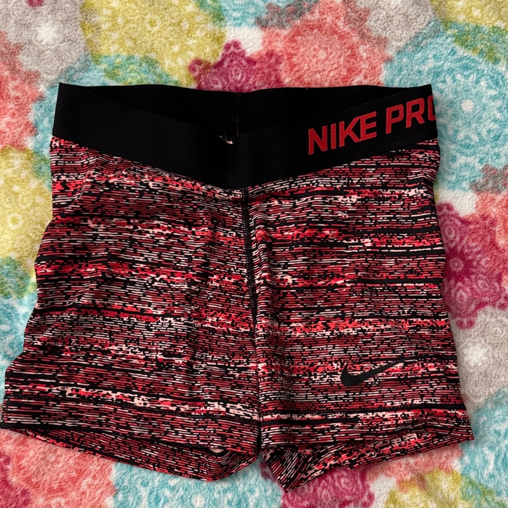 Nike Pro Women's Black and Red Athletic Shorts